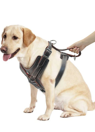 Durable Dog Harness Large Dogs Genuine Leather Harnesses Pet Training Vest With Quick Control Handle For Labrador Pitbull