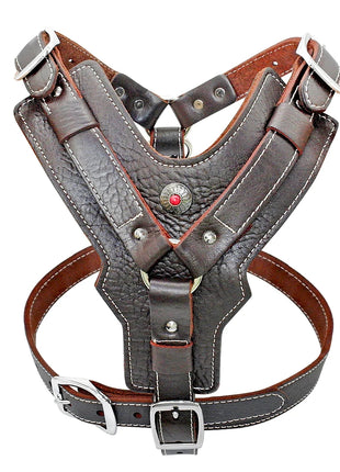 Durable Dog Harness Large Dogs Genuine Leather Harnesses Pet Training Vest With Quick Control Handle For Labrador Pitbull