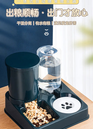 Cat bowl double bowl automatic drinking water and food bowl cat drinking water bowl cat food dog bowl dog bowl integrated feeder