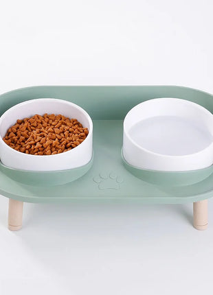 Cat Food Bowls Dog Dual Bowls Stand with No-Spill Design 3 Adjustable Heights Anti Vomiting Cat Water Bowl for Dog Cats