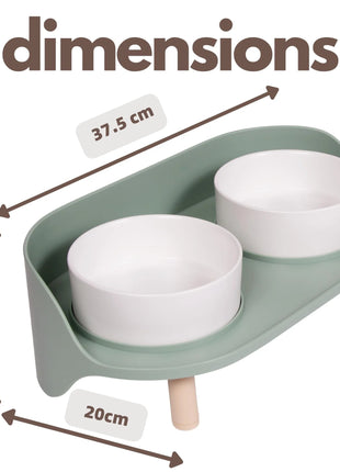 Cat Food Bowls Dog Dual Bowls Stand with No-Spill Design 3 Adjustable Heights Anti Vomiting Cat Water Bowl for Dog Cats