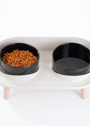 Cat Food Bowls Dog Dual Bowls Stand with No-Spill Design 3 Adjustable Heights Anti Vomiting Cat Water Bowl for Dog Cats