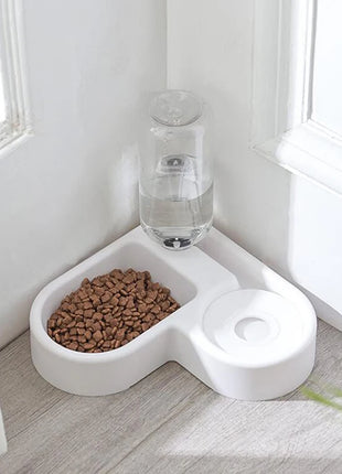 Cat Feeder Bowl Dog Automatic Water Double Bowls Food Wall Corner Save Space Cats 500ml Bottle Drinking Kitten Dogs Pet Product