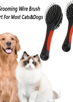Double Sided Dog Brush Two Sided Pin Bristle Pet Brush Pet Hair Comb Dense Bristle Brush Deshedding Dog Brush Dog Pin Brush