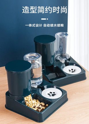 Cat bowl double bowl automatic drinking water and food bowl cat drinking water bowl cat food dog bowl dog bowl integrated feeder