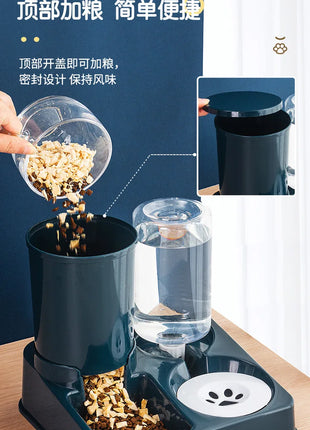 Cat bowl double bowl automatic drinking water and food bowl cat drinking water bowl cat food dog bowl dog bowl integrated feeder