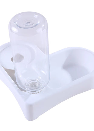 Cat Feeder Bowl Dog Automatic Water Double Bowls Food Wall Corner Save Space Cats 500ml Bottle Drinking Kitten Dogs Pet Product