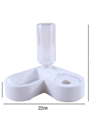 Cat Feeder Bowl Dog Automatic Water Double Bowls Food Wall Corner Save Space Cats 500ml Bottle Drinking Kitten Dogs Pet Product
