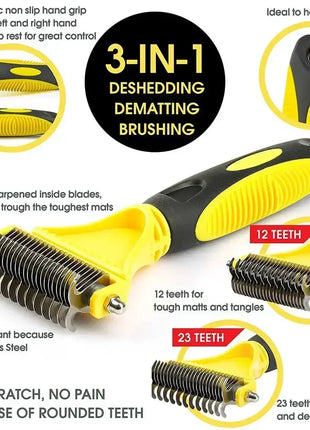 Professional Dog Brush, Light and Efficient, Safe and Easy To Use Pet Comb, Rake, Remove Undercoat Knots, Wooden Handle
