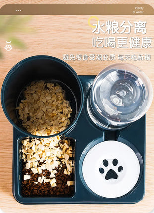Cat bowl double bowl automatic drinking water and food bowl cat drinking water bowl cat food dog bowl dog bowl integrated feeder
