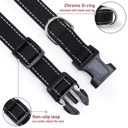 Dog Collar Reflective Adjustable Breathable Nylon Soft Padded DurableePet Collar for Small Medium Large Dog Bone Rope