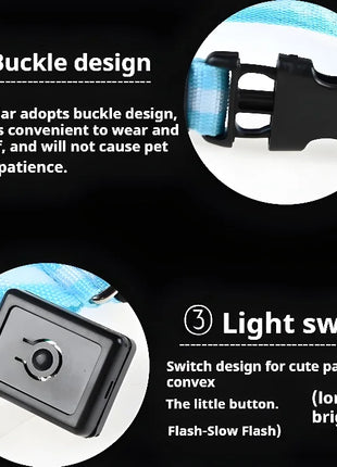 Dog Collar Nylon LED Night Safety Flashing Glow In The Dark Pet Dog Leash pet Dogs Luminous Fluorescent  dog accessories collar