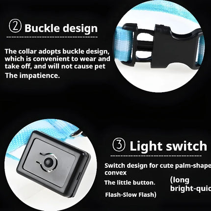 Dog Collar Nylon LED Night Safety Flashing Glow In The Dark Pet Dog Leash pet Dogs Luminous Fluorescent  dog accessories collar
