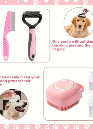 8pcs,Dog Brush Grooming Set, Pet Cleaning Set, Pet Nail Clippers & Files, Pet Shampoo Brushes, Hair Removal Brushes toothbrush