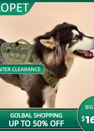 Tactical Dog Harness with Handle, No-Pull, Adjustable Pet Vest, Training, Hunting, Outdoors, Medium and Large Dogs