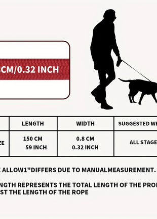 LL039--pet dog leash, 1.5-meter high density rope, soft handle, alloy buckle.
