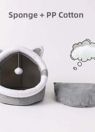 Cat Bed House For Indoor Winter Warm Deep Sleep Comfort Pet Basket Cozy Little Mat With Ball Small Dog Kitten Accessories