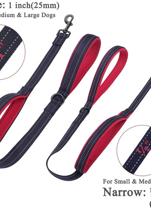 Dog Leashes Outdoor Travel Dog Training Chain Heavy Duty Double Handle Lead for Greater Control Safety Training Dual Handle