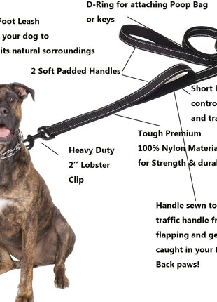 Dog Leashes Outdoor Travel Dog Training Chain Heavy Duty Double Handle Lead for Greater Control Safety Training Dual Handle