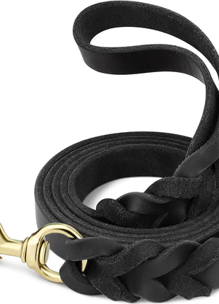 Leather Dog Leash, Heavy Duty Genuine Leather Braided Dog Leashes for Large Medium Small Dogs Shepherd Training and Walking