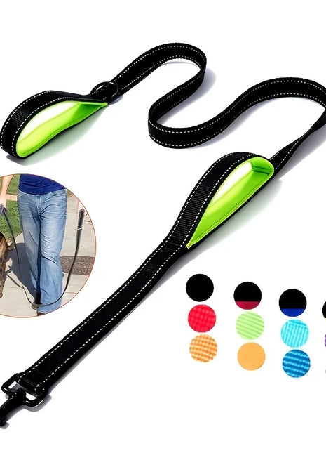 Dog Leashes Outdoor Travel Dog Training Chain Heavy Duty Double Handle Lead for Greater Control Safety Training Dual Handle