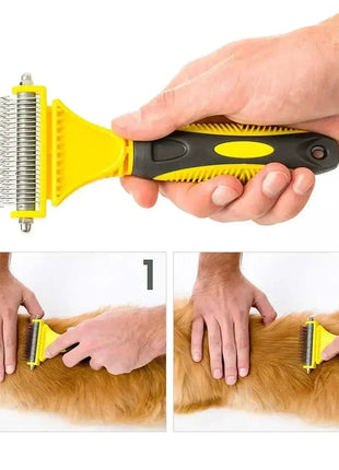 Professional Dog Brush, Light and Efficient, Safe and Easy To Use Pet Comb, Rake, Remove Undercoat Knots, Wooden Handle