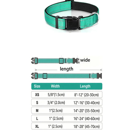 Dog Collar Reflective Adjustable Breathable Nylon Soft Padded DurableePet Collar for Small Medium Large Dog Bone Rope