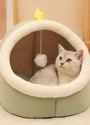 Cat Bed House For Indoor Winter Warm Deep Sleep Comfort Pet Basket Cozy Little Mat With Ball Small Dog Kitten Accessories