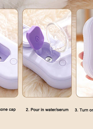 3 in 1 Pet Electric Steam Brush Cat and Dog Cleaning Spray Massage Grooming Comb Retractable Handle Pet Hair Removal BeautyBrush