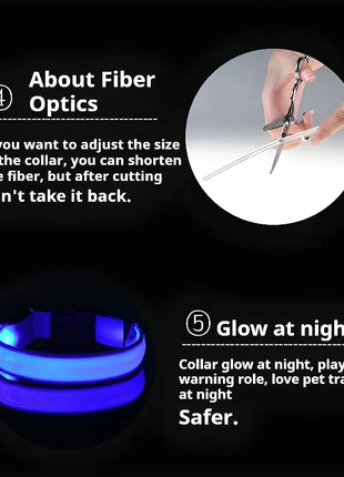Dog Collar Nylon LED Night Safety Flashing Glow In The Dark Pet Dog Leash pet Dogs Luminous Fluorescent  dog accessories collar