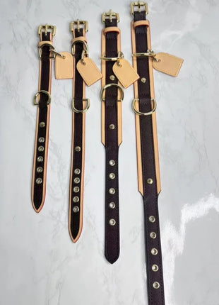 Dog Collar Luxury Cat Collar Safe Adjustable Cowhide Leash Lead Collar for Small Medium Large Dogs Cute Pet Accessories