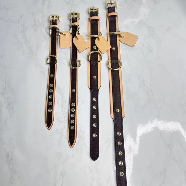 Dog Collar Luxury Cat Collar Safe Adjustable Cowhide Leash Lead Collar for Small Medium Large Dogs Cute Pet Accessories