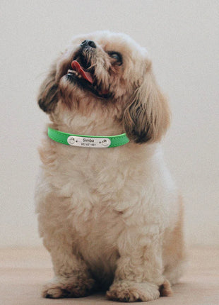 Personalized Dog Collar Name Carved ID Anti-lost Solid PU Leather Collar For Small Medium Large Dogs Puppy Cat Pet Supplies Pink