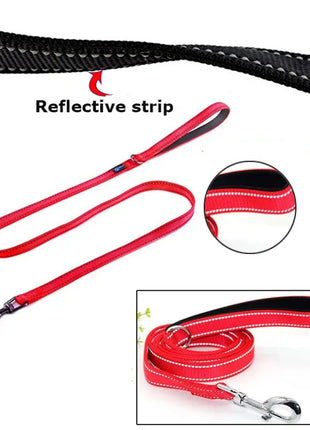 Dog Leashes Outdoor Travel Dog Training Chain Heavy Duty Double Handle Lead for Greater Control Safety Training Dual Handle