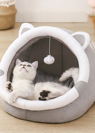 Cat Bed House For Indoor Winter Warm Deep Sleep Comfort Pet Basket Cozy Little Mat With Ball Small Dog Kitten Accessories