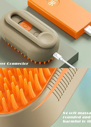 3 in 1 Pet Electric Steam Brush Cat and Dog Cleaning Spray Massage Grooming Comb Retractable Handle Pet Hair Removal BeautyBrush