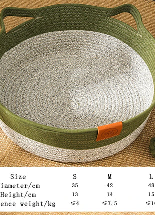 Cat Bed Handmade Rattan Woven Pet Nest Removable Washable Warm Pad All-Season Cat Scratch Board Winter Warm Cat House for Cats