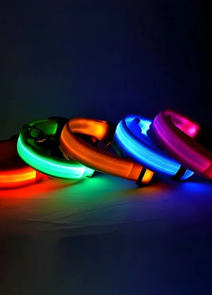 Dog Collar Nylon LED Night Safety Flashing Glow In The Dark Pet Dog Leash pet Dogs Luminous Fluorescent  dog accessories collar