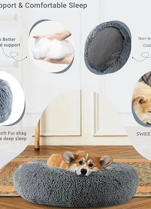 40-90cm Round Pet Bed for Large Dog Bed Super Soft Cat Bed Long Plush Dog House for Medium Dog House Winter Warm Sleeping