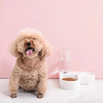 Cat Feeder Bowl Dog Automatic Water Double Bowls Food Wall Corner Save Space Cats 500ml Bottle Drinking Kitten Dogs Pet Product