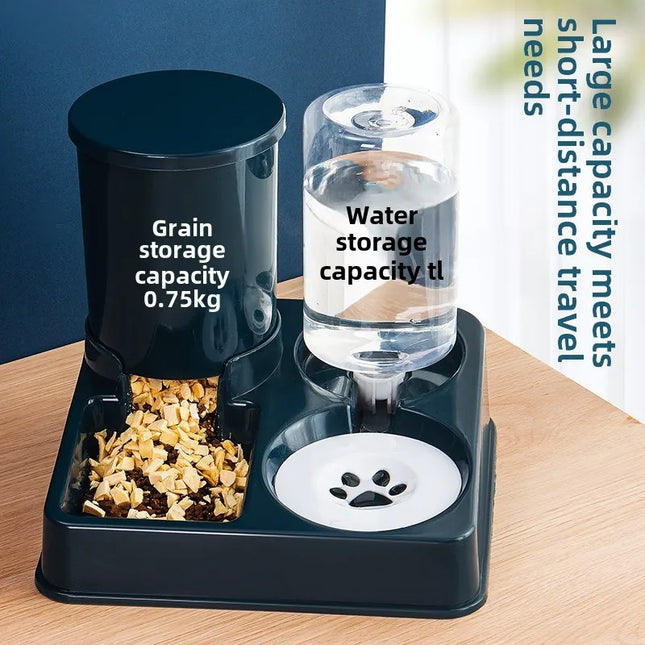 Cat bowl double bowl automatic drinking water and food bowl cat drinking water bowl cat food dog bowl dog bowl integrated feeder