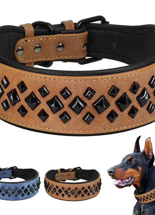 Dog Collar For Large Dogs Cool Spikes Studded Leather Pet Collars For German Shepherd Mastiff Rottweiler Bulldog Accessories