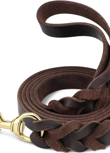 Leather Dog Leash, Heavy Duty Genuine Leather Braided Dog Leashes for Large Medium Small Dogs Shepherd Training and Walking