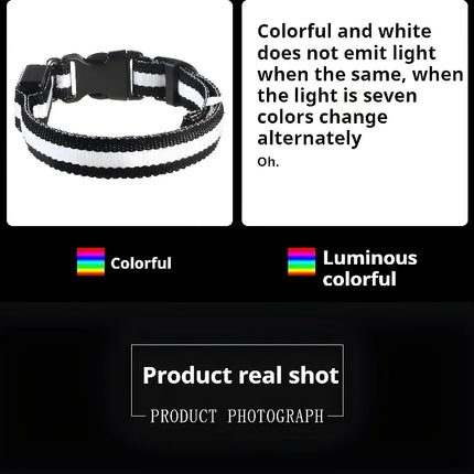Dog Collar Nylon LED Night Safety Flashing Glow In The Dark Pet Dog Leash pet Dogs Luminous Fluorescent  dog accessories collar