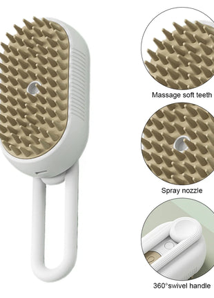 3 in 1 Pet Electric Steam Brush Cat and Dog Cleaning Spray Massage Grooming Comb Retractable Handle Pet Hair Removal BeautyBrush