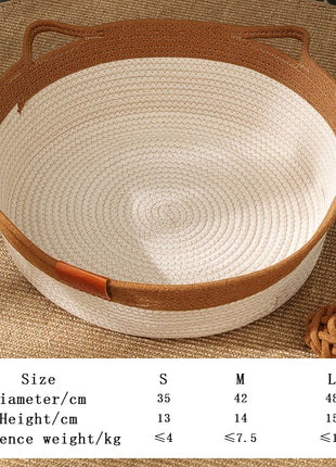Cat Bed Handmade Rattan Woven Pet Nest Removable Washable Warm Pad All-Season Cat Scratch Board Winter Warm Cat House for Cats