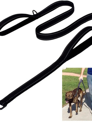 Dog Leashes Outdoor Travel Dog Training Chain Heavy Duty Double Handle Lead for Greater Control Safety Training Dual Handle