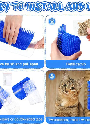 Cat Brush Comb Cat Toy with Catnip Cat Wall Brush Corner Cat Scratcher Massage Self Groomer Comb Pet Brush Corner cat scrubber