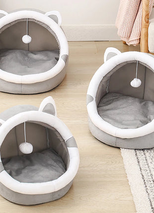 Cat Bed House For Indoor Winter Warm Deep Sleep Comfort Pet Basket Cozy Little Mat With Ball Small Dog Kitten Accessories