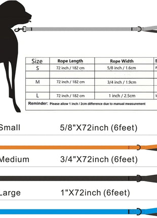 Dog Leash 6 Feet Long Polyamide Rope With Soft Padded Handle Durable Dog Training Lead Metal Swivel Hook for Small to Large Dogs